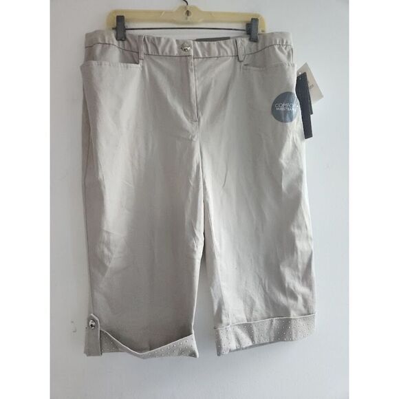 NWT JM Collection Cream Cotton Comfort Waistband Skimmer Pants size 16 - Picture 1 of 12